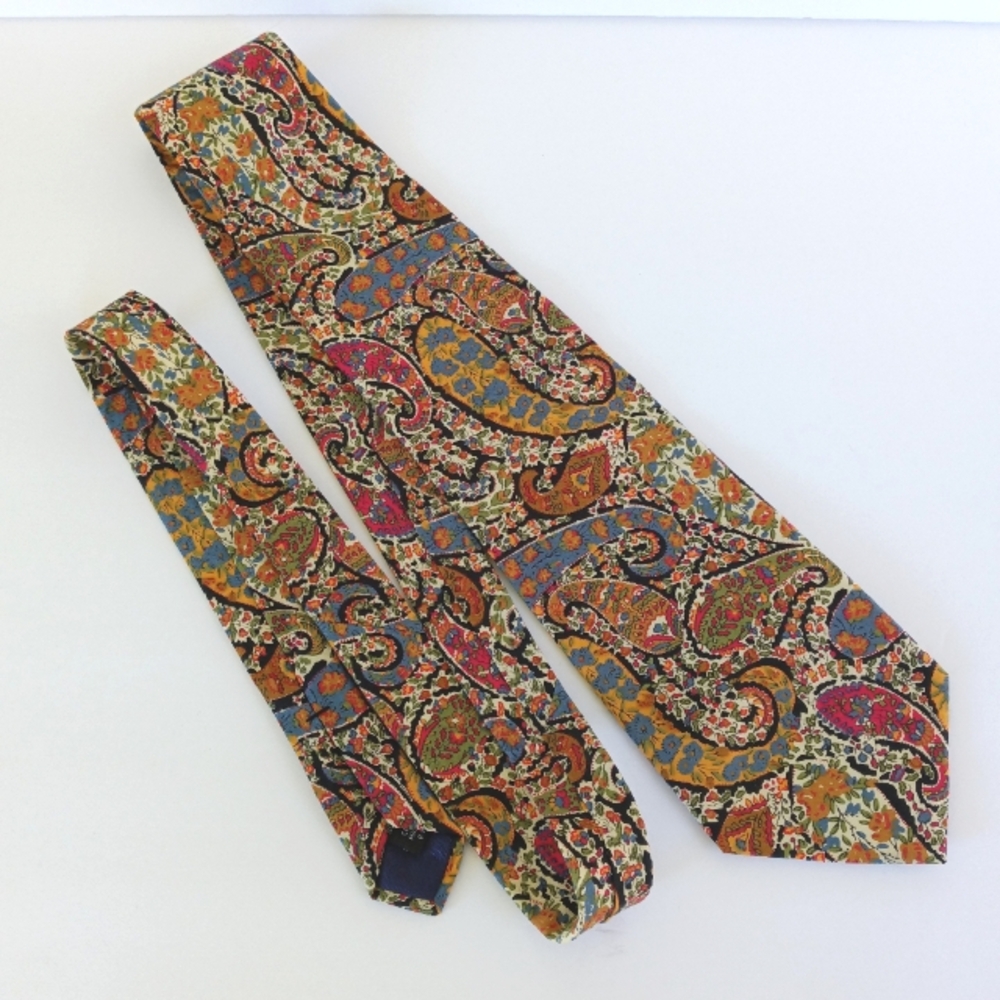 Vintage Liberty of London Paisley Mens Cotton Necktie Made in USA